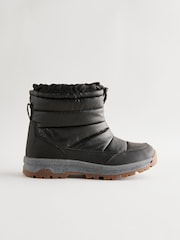 Black Quilted Waterproof Snow Boots - Image 2 of 7