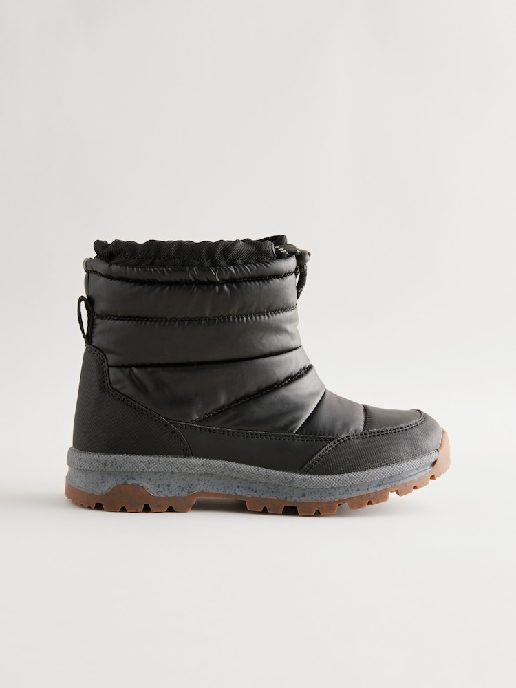 Black Quilted Waterproof Snow Boots - Image 2 of 7