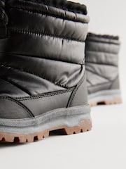 Black Quilted Waterproof Snow Boots - Image 4 of 7