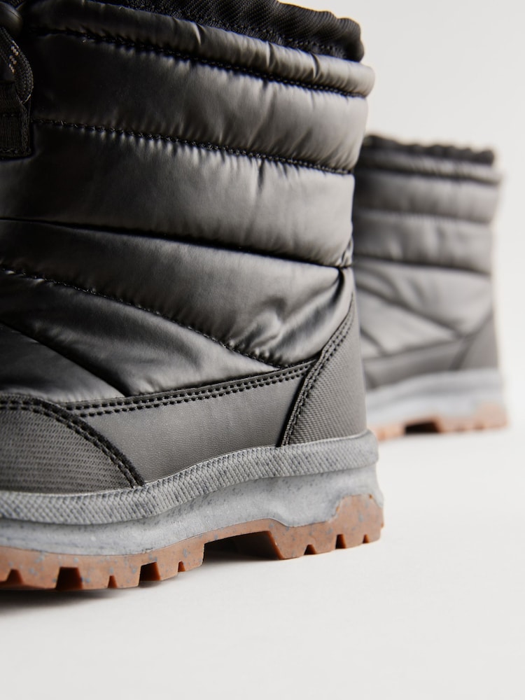 Black Quilted Waterproof Snow Boots - Image 4 of 7