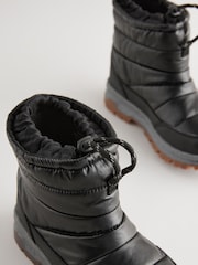 Black Quilted Waterproof Snow Boots - Image 5 of 7