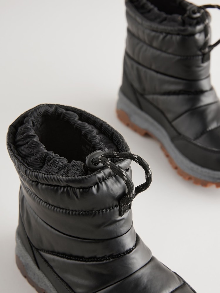 Black Quilted Waterproof Snow Boots - Image 5 of 7