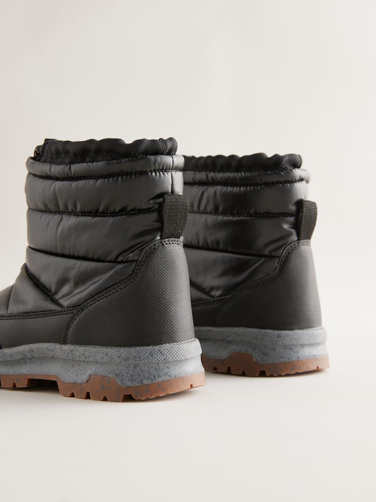 Black Quilted Waterproof Snow Boots - Image 6 of 7
