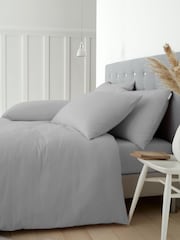 Catherine Lansfield Grey Brushed 100% Cotton Duvet Cover Set - Image 1 of 3