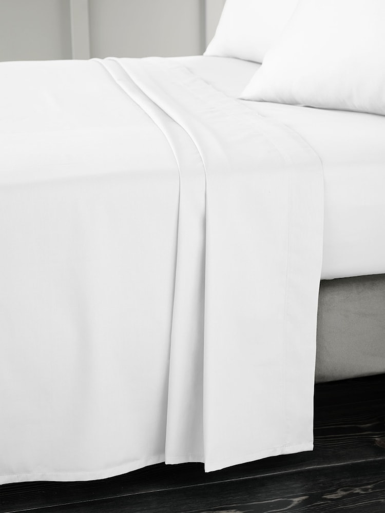 Bianca White 400 Thread Count 100% Cotton Sateen Flat Sheet - Image 1 of 2