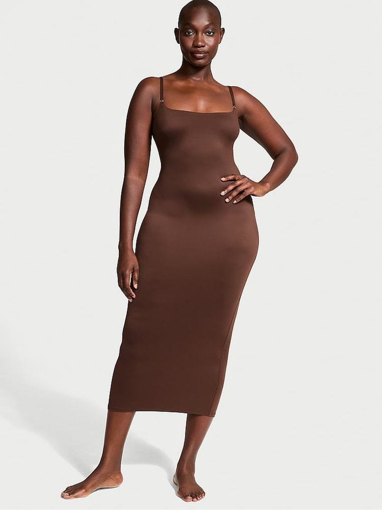 Victoria's Secret Ganache Brown Maxi Feathersoft Essentials Slip Dress - Image 1 of 3