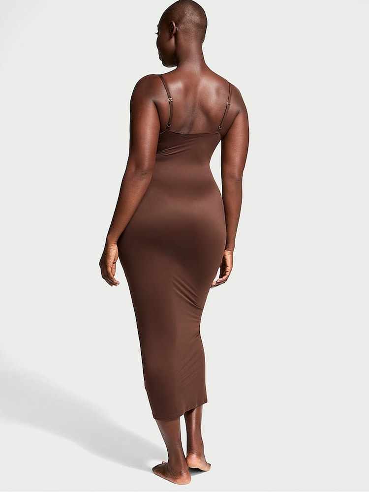 Victoria's Secret Ganache Brown Maxi Feathersoft Essentials Slip Dress - Image 2 of 3
