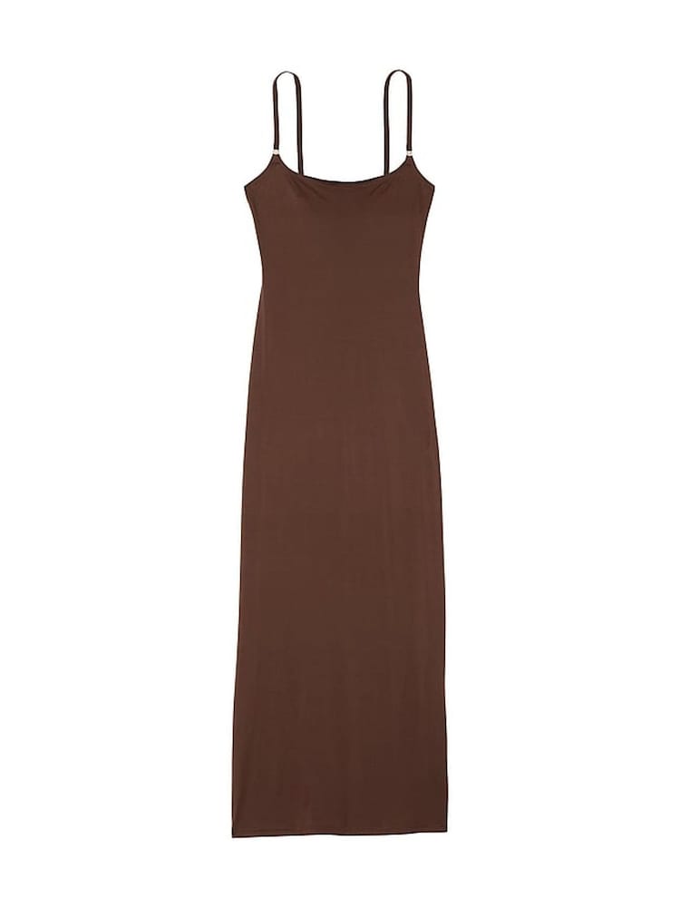 Victoria's Secret Ganache Brown Maxi Feathersoft Essentials Slip Dress - Image 3 of 3