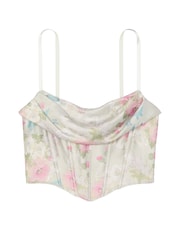 Victoria's Secret Pink Delicate Garden Print Satin Cowl Neck Corset Bra Top - Image 3 of 3