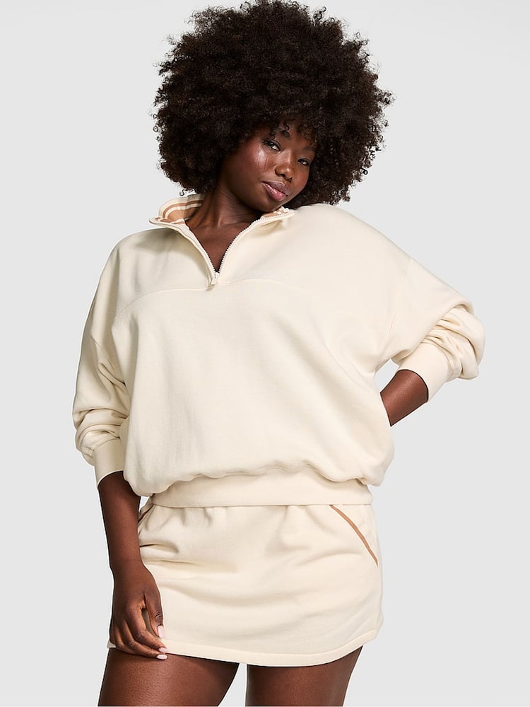 Victoria's Secret PINK White Shell Fleece Sweatshirt - Image 1 of 3