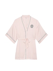 Victoria's Secret Pink Iconic Stripe Satin Short Piped Robe - Image 3 of 3