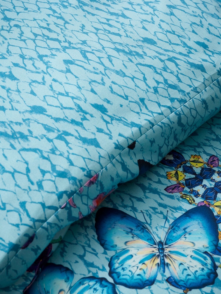 Matthew Williamson Blue Heritage Butterfly 100% Cotton Sateen Duvet Cover Set - Image 5 of 7