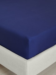 Bianca Navy Blue 200 Thread Count 100% Cotton Percale Extra Deep Fitted Sheet - Image 1 of 4