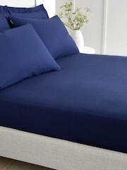 Bianca Navy Blue 200 Thread Count 100% Cotton Percale Extra Deep Fitted Sheet - Image 2 of 4