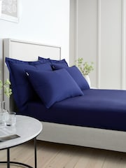 Bianca Navy Blue 200 Thread Count 100% Cotton Percale Extra Deep Fitted Sheet - Image 3 of 4
