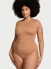 Victoria's Secret Toffee Nude FeatherSoft™ BODYWEAR Short-Sleeve Bodysuit - Image 1 of 3