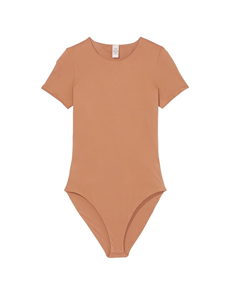 Victoria's Secret Toffee Nude FeatherSoft™ BODYWEAR Short-Sleeve Bodysuit - Image 3 of 3