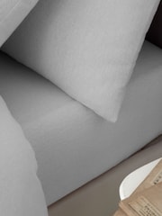 Catherine Lansfield Grey Brushed 100% Cotton Fitted/Flat Sheet, Pillowcase Pack - Image 1 of 1