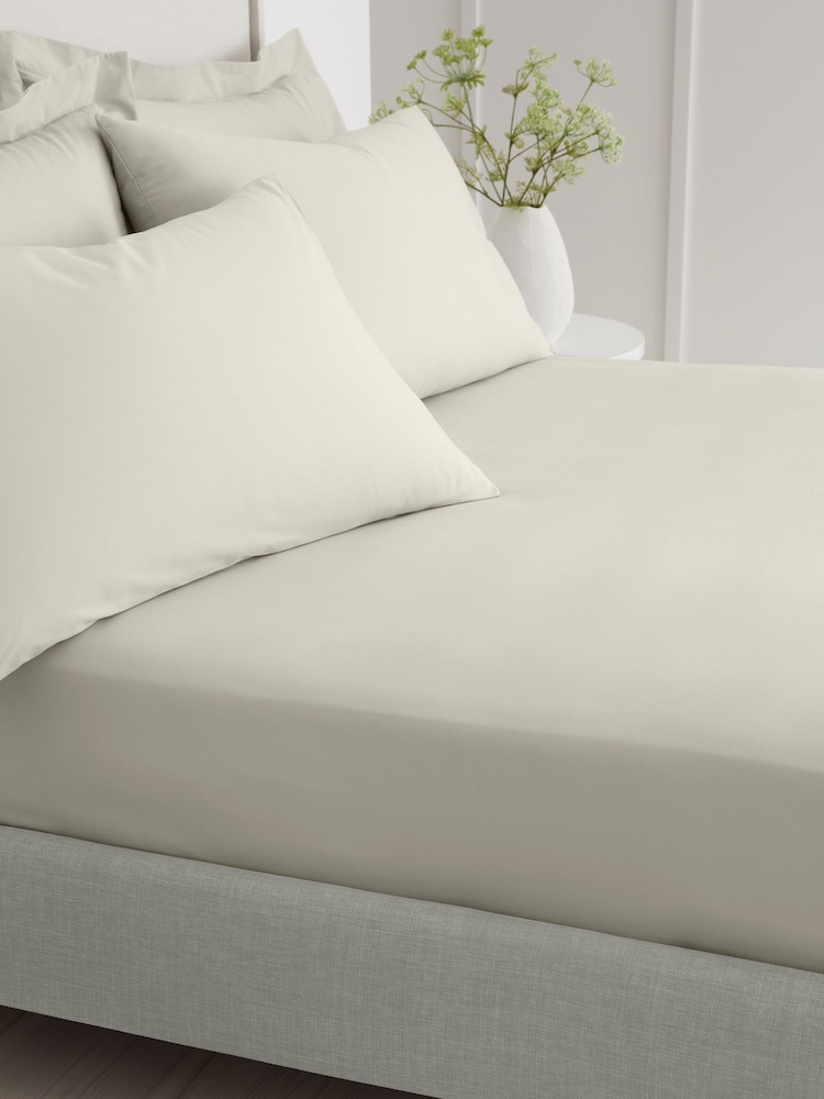 Bianca Natural 200 Thread Count 100% Cotton Percale Extra Deep Fitted Sheet - Image 2 of 4