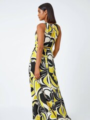 Roman Multi Abstract Print Halter Neck Maxi Dress - Image 2 of 5