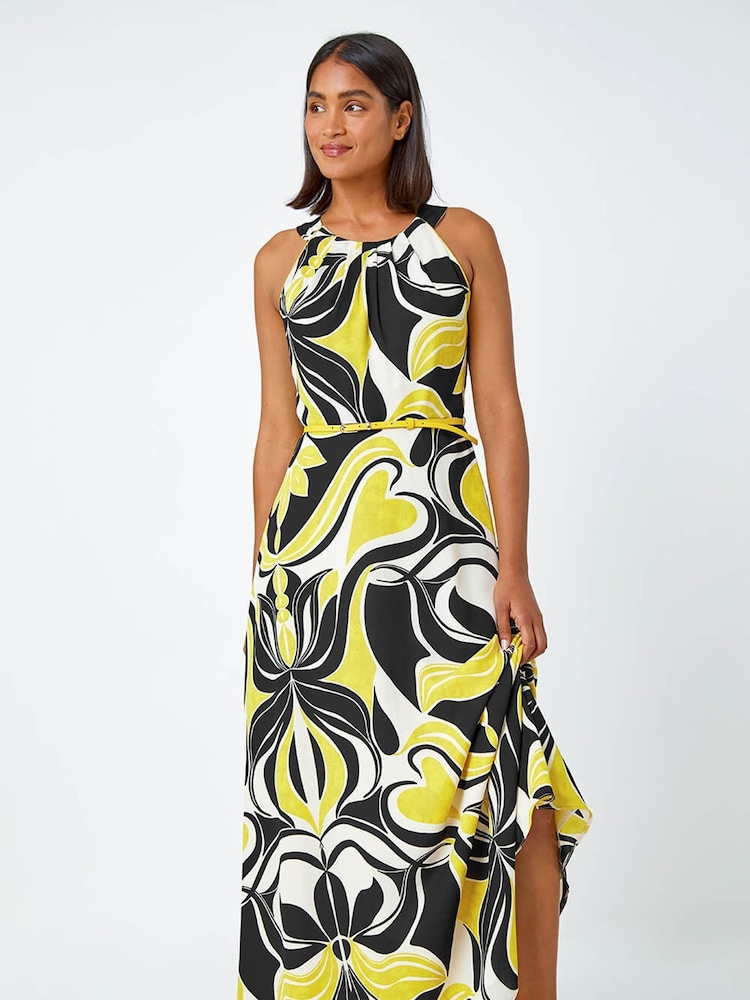 Roman Multi Abstract Print Halter Neck Maxi Dress - Image 5 of 5