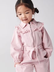 River Island Pink Mini Girls Embroidered Boilersuit - Image 3 of 3