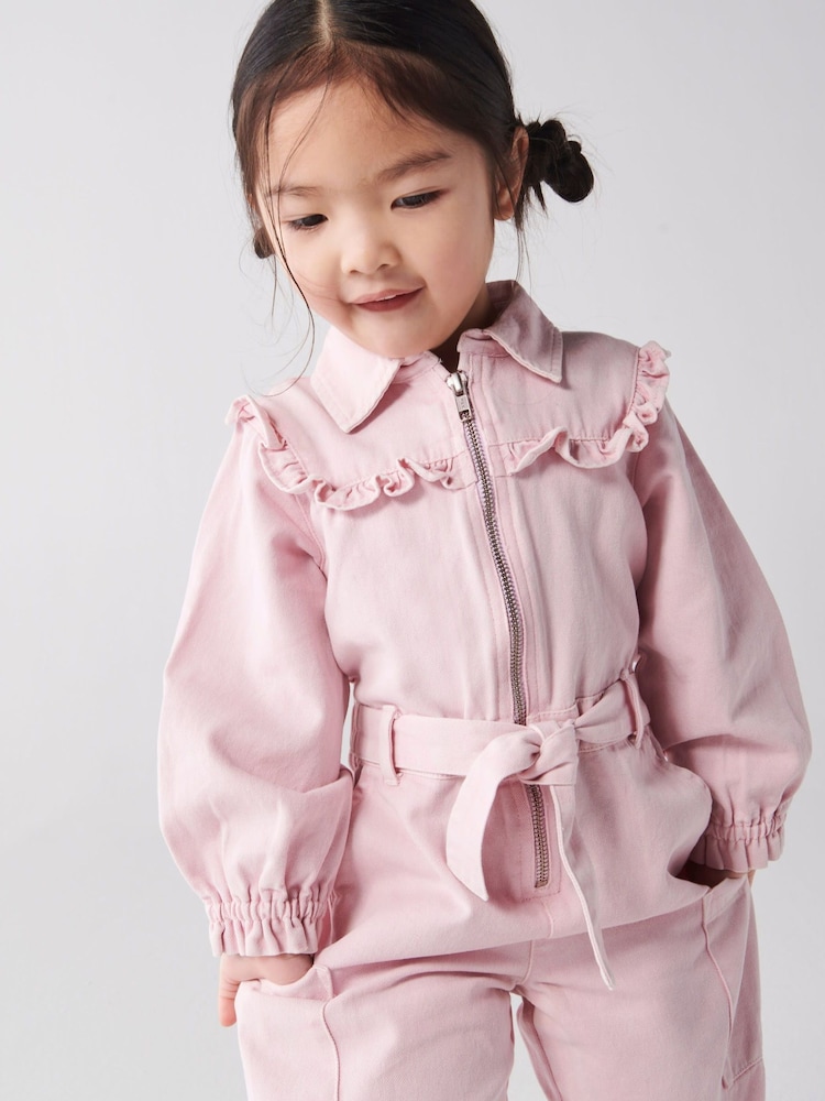 River Island Pink Mini Girls Embroidered Boilersuit - Image 3 of 3
