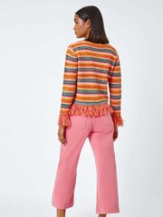 Roman Black Fringed Contrast Stripe Cardigan - Image 4 of 5