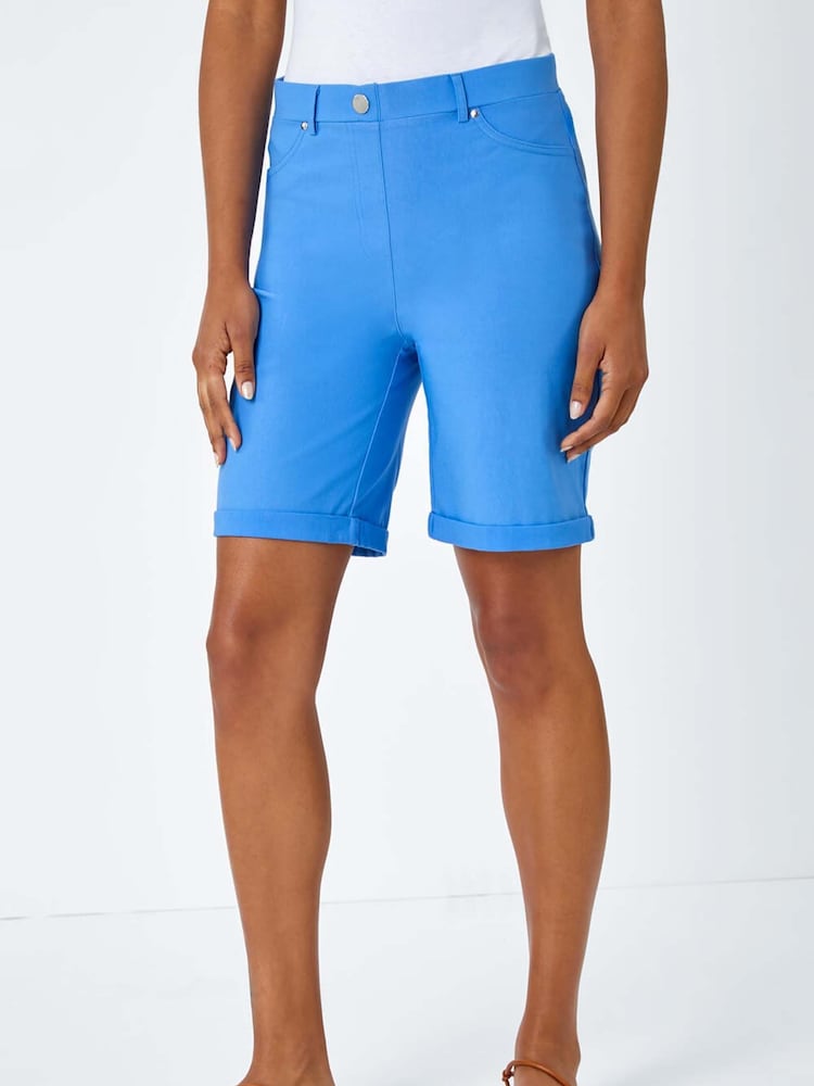 Roman Blue Cerulean Turned Hem Stretch Shorts - Image 2 of 5