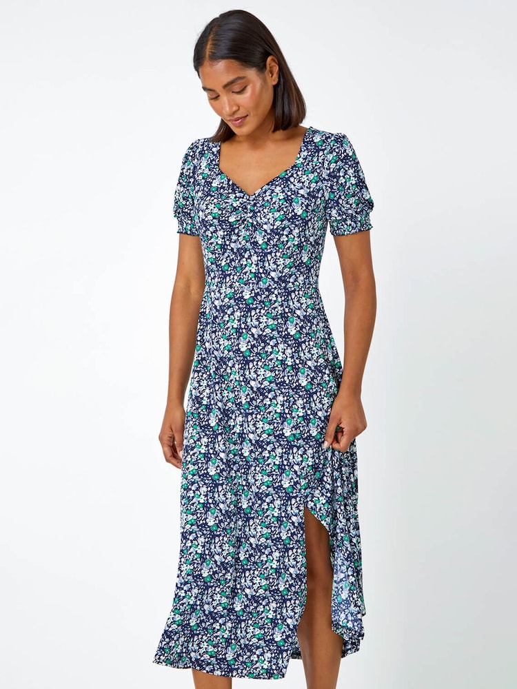 Roman Geblümtes Maxikleid mit Raffung - Bild 1 von 5 Roman Geblümtes Maxikleid mit Raffung - Bild 1 von 5