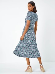 Roman Green Ditsy Floral Ruched Maxi Dress - Image 2 of 5