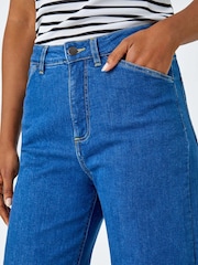 Roman Blue Wide Leg Stretch Denim Culottes - Image 5 of 5