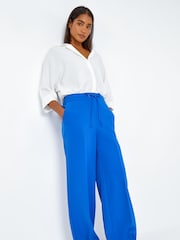 Roman Blue Wide Leg Tie Front Stretch Trousers - Image 1 of 5