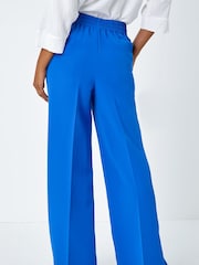 Roman Blue Wide Leg Tie Front Stretch Trousers - Image 3 of 5
