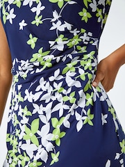 Roman Blue Floral Print Shift Stretch Dress - Image 5 of 5