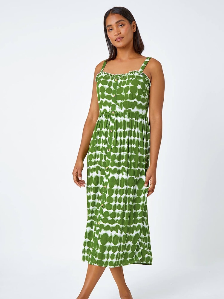 Roman Green Tie Dye Spot Print Midi Sundress - Image 2 of 5 Roman Green Tie Dye Spot Print Midi Sundress - Image 2 of 5