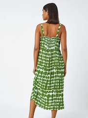 Roman Green Tie Dye Spot Print Midi Sundress - Image 3 of 5