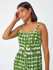 Roman Green Tie Dye Spot Print Midi Sundress - Image 4 of 5