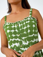 Roman Green Tie Dye Spot Print Midi Sundress - Image 5 of 5