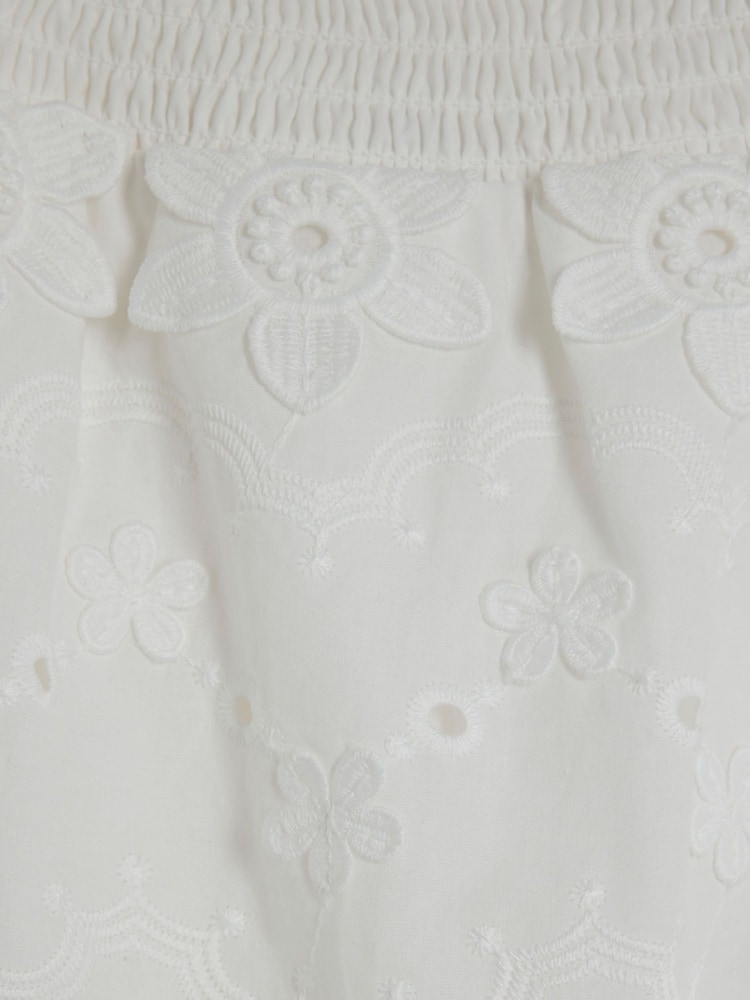 River Island White Girls Tiered Broderie Playsuit - Image 4 of 4