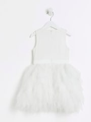 River Island White Mini Girls Mesh Frill Dress - Image 3 of 6