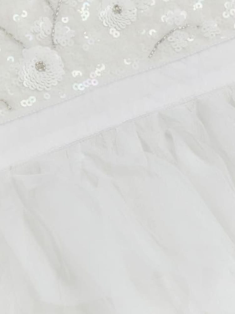 River Island White Mini Girls Mesh Frill Dress - Image 6 of 6