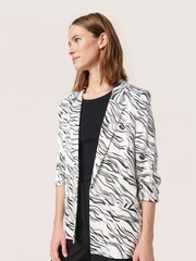 Soaked in Luxury Vinka Printed Open Front White Blazer - Image 1 of 6