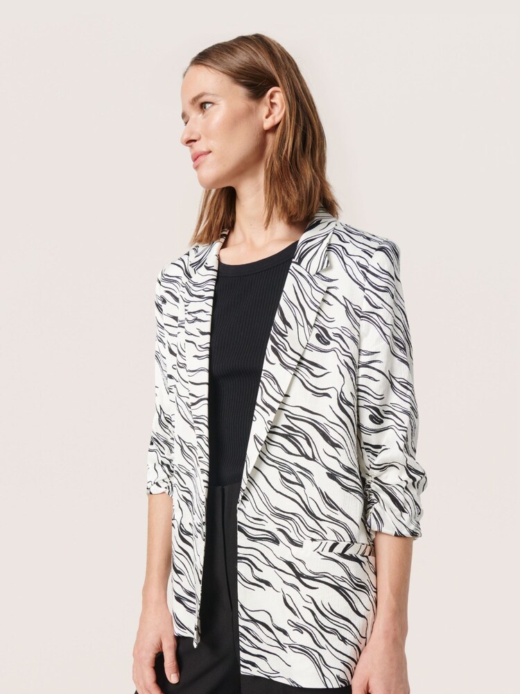 Soaked in Luxury Vinka Printed Open Front White Blazer - Image 1 of 6