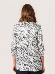 Soaked in Luxury Vinka Printed Open Front White Blazer - Image 2 of 6