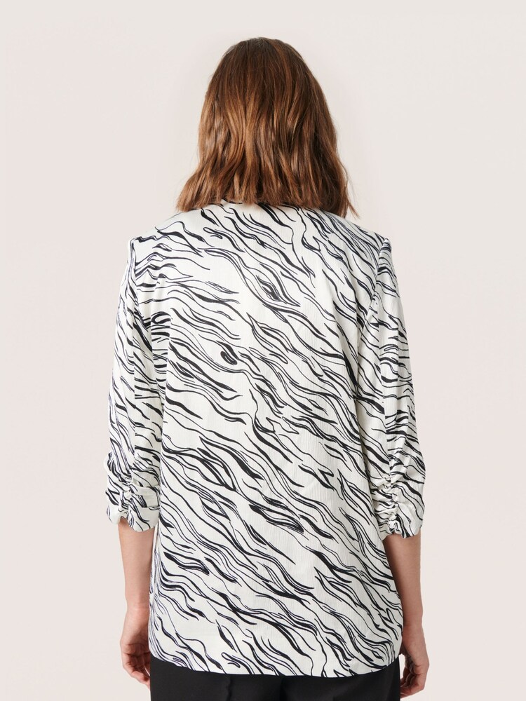 Soaked in Luxury Vinka Printed Open Front White Blazer - Image 2 of 6