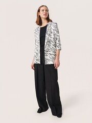 Soaked in Luxury Vinka Printed Open Front White Blazer - Image 3 of 6