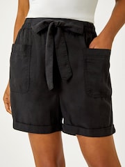 Roman Black Tie Waist Pocket Shorts - Image 5 of 5