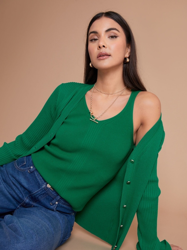 Another Sunday Green Rib Knit Vest - Image 3 of 3