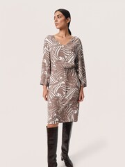 Soaked in Luxury Marian Knee-Length V-Neck Brown Dress - Image 1 of 7